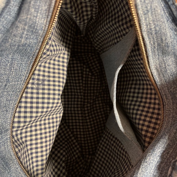 Denim patchwork shoulder bag upcycled jeans boho bag - Picture 10 of 15